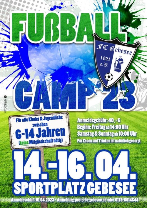 Fußballcamp 2023 FC Gebesee 1921 - AUSGEBUCHT! Es sind KEINE Plätze mehr frei!
