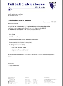 Einladung Mitgliederversammlung